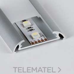 Perfil de aluminio para superficie con solapas curvas 39x9mm barra 2 metros anodizado con referencia PF3909SCAN de la marca THRE