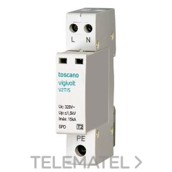 Protector sobretensión transitoria 1F+neutro 240V clase -II V2T-15 con referencia 10002463 de la marca TOSCANO.