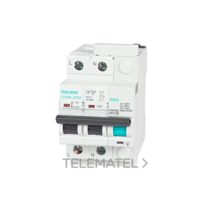 Protector de sobretensión transitoria COMBI-MINI 4P40T15 15kA y permanente 400V AC IGA 4x40A 10kA con referencia 10002916 de la