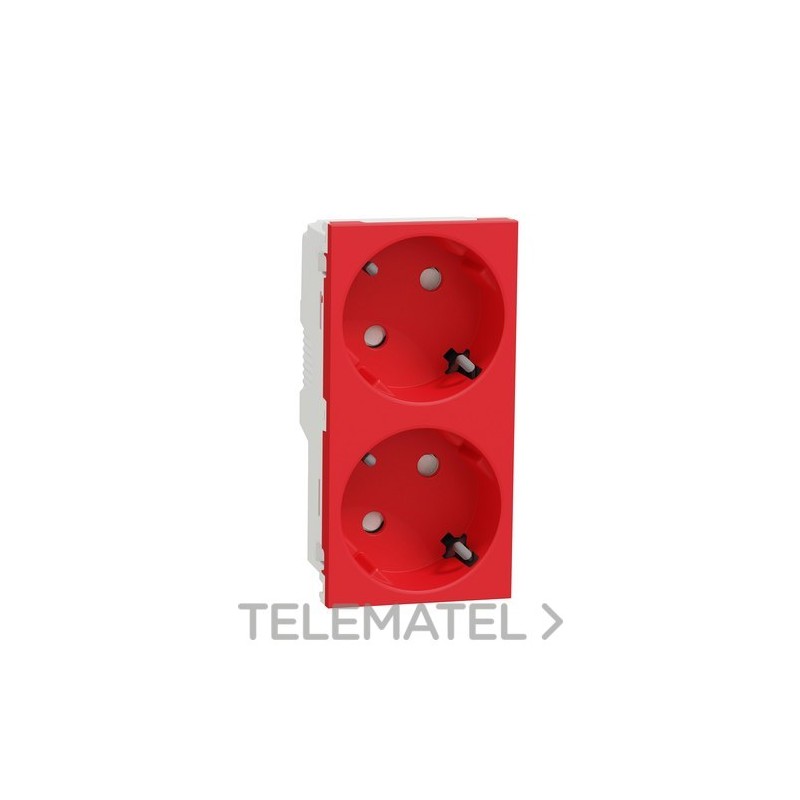 Schuko doble RAPTOR rojo con referencia NU306703A de la marca SCHNEIDER ELECTRIC.