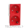 Schuko doble RAPTOR rojo con referencia NU306703A de la marca SCHNEIDER ELECTRIC.