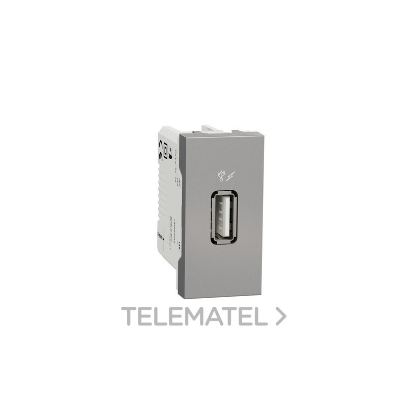 Cargador simple USB 1A 1 módulo aluminio con referencia NU342830 de la marca SCHNEIDER ELECTRIC.