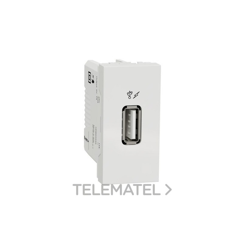 Cargador simple USB 1A 1 módulo blanco polar con referencia NU342818 de la marca SCHNEIDER ELECTRIC.