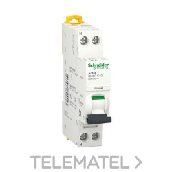 Interruptor automático en miniatura ACTI 9 IC40F 1PN C 10A 6000A/6kA con referencia A9P53610 de la marca SCHNEIDER ELECTRIC.