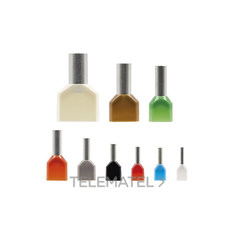 Puntera aislante doble TE 2x10,00mm² largo 14 marrón con referencia TUO-2x10 de la marca GAESTOPAS.