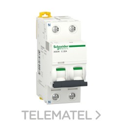 Interruptor automático magnetotérmico iK60N 1P+N 20A curva-C con referencia A9K17620 de la marca SCHNEIDER ELECTRIC.