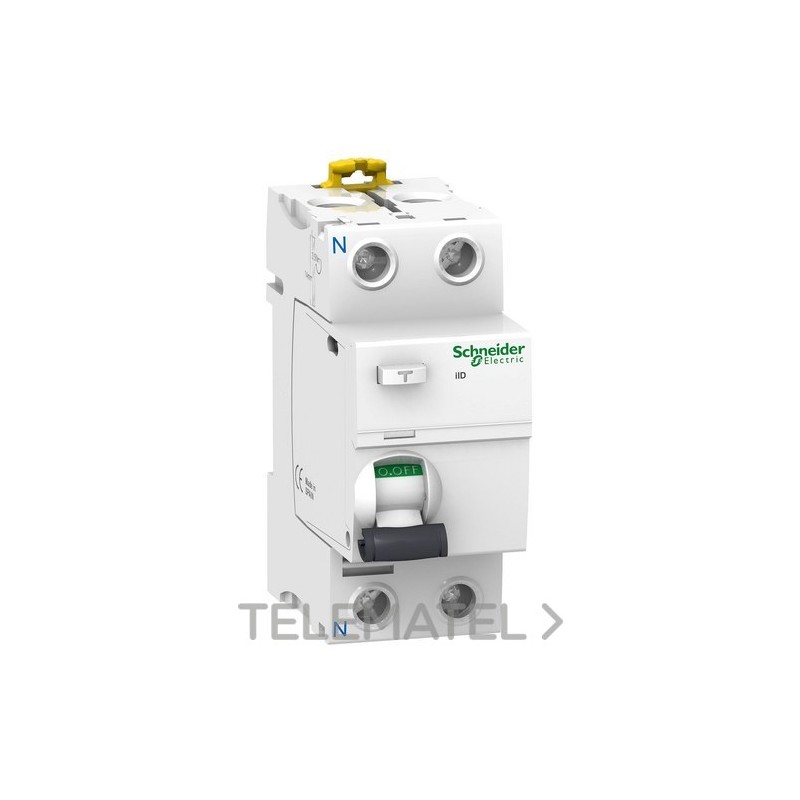 Interruptor diferencial RCCB-IID 2P 40A 30mA clase-A-SI con referencia A9R61240 de la marca SCHNEIDER ELECTRIC.