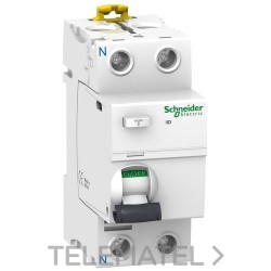 Interruptor diferencial IDD 2P 25A 300mA clase-AC con referencia A9R84225 de la marca SCHNEIDER ELECTRIC.