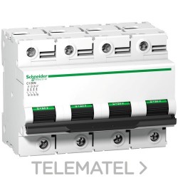 Interruptor automático magnetotérmico C120N 4P 125A curva-C con referencia A9N18376 de la marca SCHNEIDER ELECTRIC.