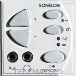 Mando amplificado configurable 2 canales estéreo, 2 canales mono o 1 canal estéreo + recepción de avisos potencia de 3+3W 4Oh