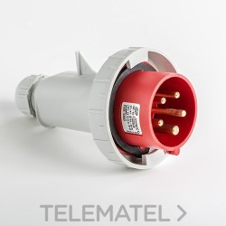 Clavija aérea estanca IP67 3 polos + neutro + toma tierra 380V 16A 6h con referencia 03603 de la marca IDE.