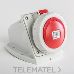 Base mural estanca IP67 3 polos + neutro + toma tierra 380V 16A 6h de color rojo con referencia 03823 de la marca IDE.