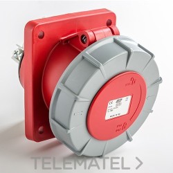 Base empotrar inclinada IP67 3 polos + neutro + toma tierra 380V 63A 6h de color rojo con referencia 03853 de la marca IDE.