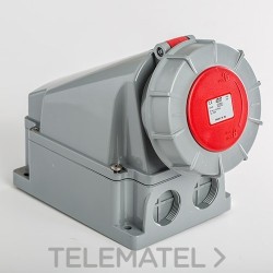 Base mural estanca IP67 3 polos + neutro + toma tierra 380V 63A 6h en rojo con referencia 03873 de la marca IDE.