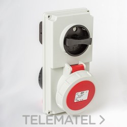 Base empotrar enclavamiento IP66-IP67 3P+N+T 200/346 240/415V 16A 6h de color rojo con referencia 03813 de la marca IDE.