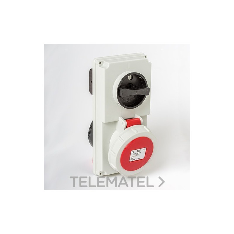 Base empotrar enclavamiento IP66-IP67 3P+N+T 200/346 240/415V 16A 6h de color rojo con referencia 03813 de la marca IDE.