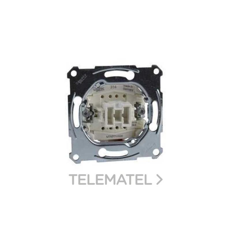 Interruptor 10A de la gama Elegance con función 1P 1 vía, en metal plástico para montaje empotrado y fijación con tornillos 