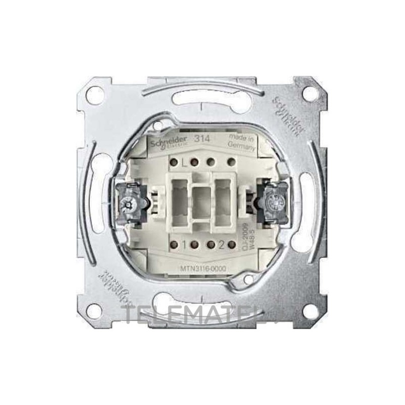 Conmutador 10A 250V de la gama Elegance con función bidireccional y 1 elemento basculante en metal/plástico para montaje empot