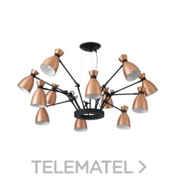 Luminaria colgante retro 12L E14 20W cobre con referencia 20047 de la marca FARO.
