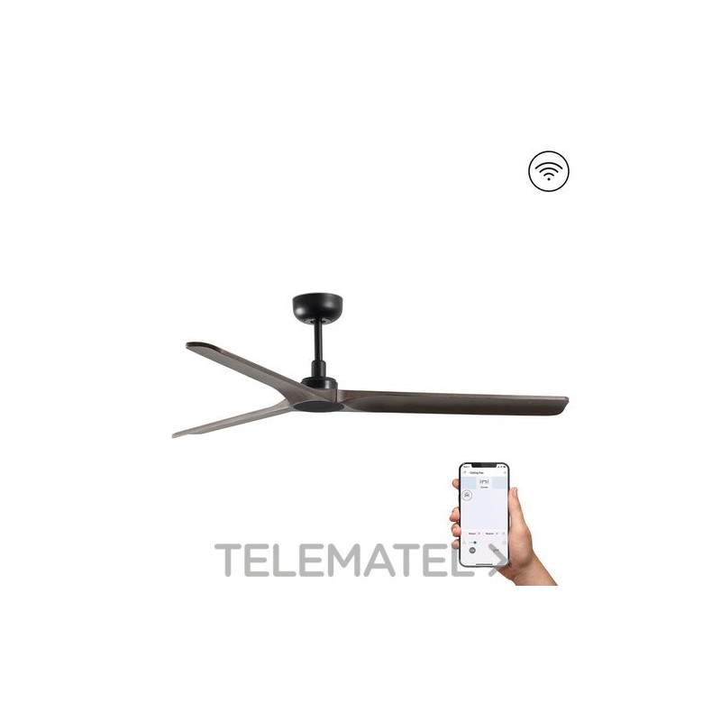 Luminaria ventilador HEYWOOD diámetro 1320mm 3 palas madera oscura S/R negro con referencia 33809WP de la marca FARO.