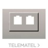 Tapa para adaptador doble RJ11-RJ45 serie Coral en plata con referencia 21882-PL de la marca BJC.