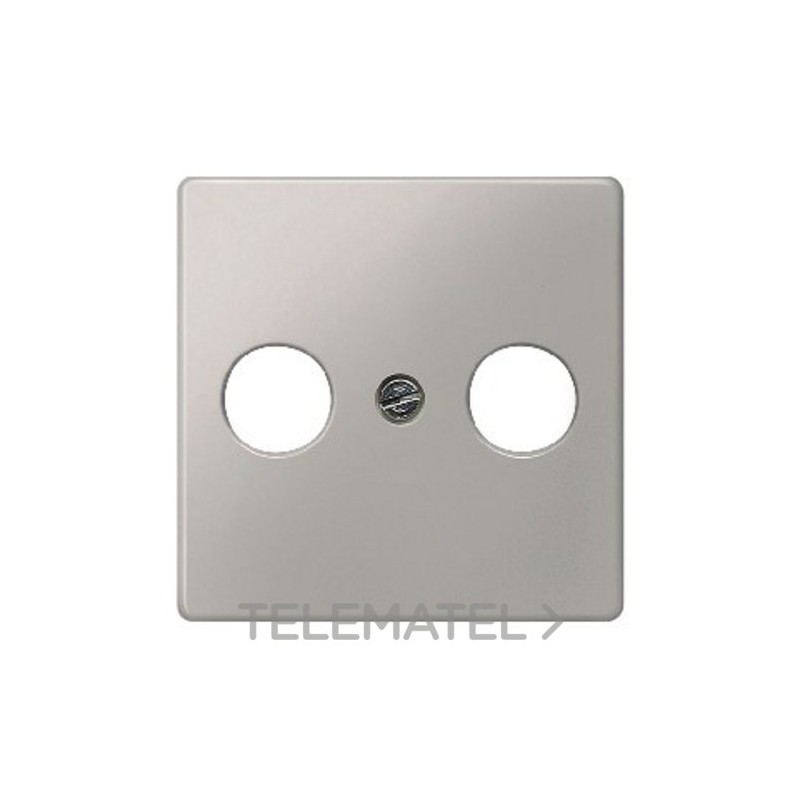 Tapa para toma de antena TV-FM/SAT 2 conectores Miro en aluminio metalizado con referencia 5TG1253 de la marca BJC.