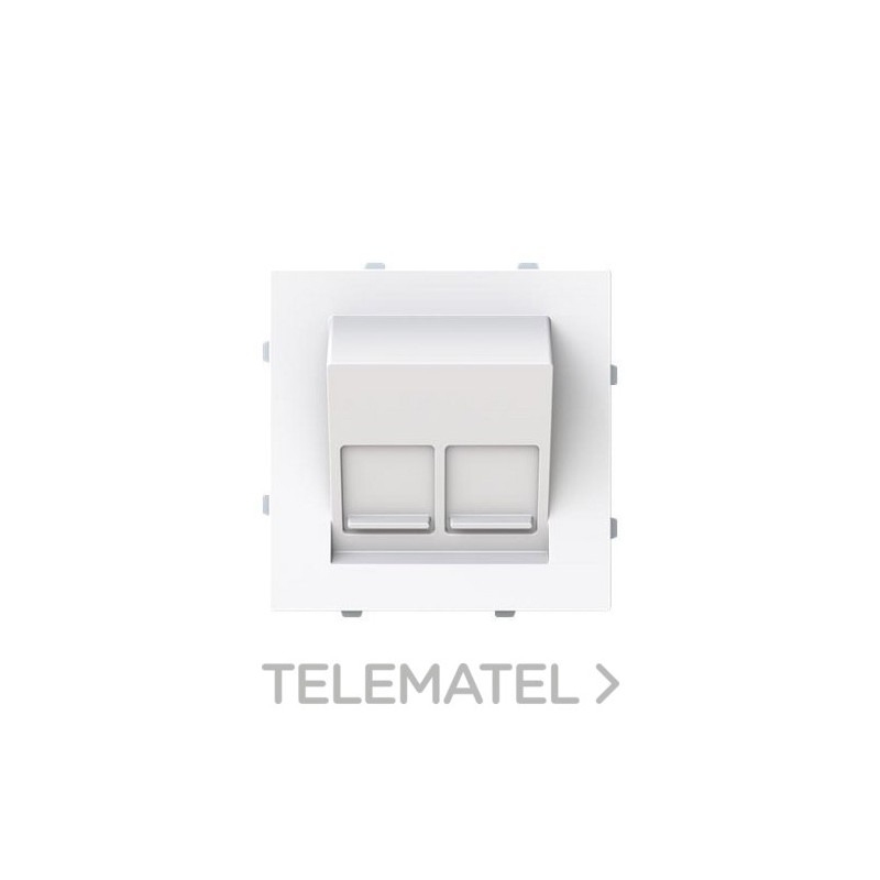 Tapa toma informática inclinada con persiana 2 conectores Serie Alba blanco brillo con referencia 8916.8 BL de la marca NIESSEN