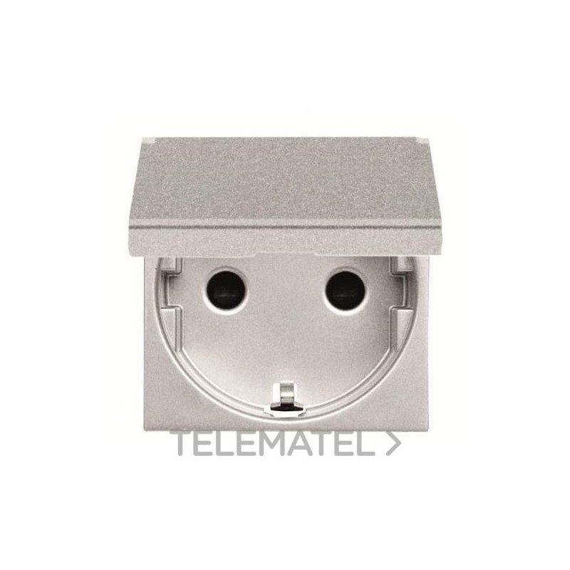 Base de enchufe 2P+T lateral Schuko con tapa Zenit plata con referencia N2288.1 PL de la marca NIESSEN.