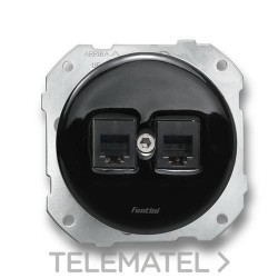 Doble toma teléfono DO 6 vías empotrar porcelana negro (Pack) con referencia 34706272 de la marca FONTINI.