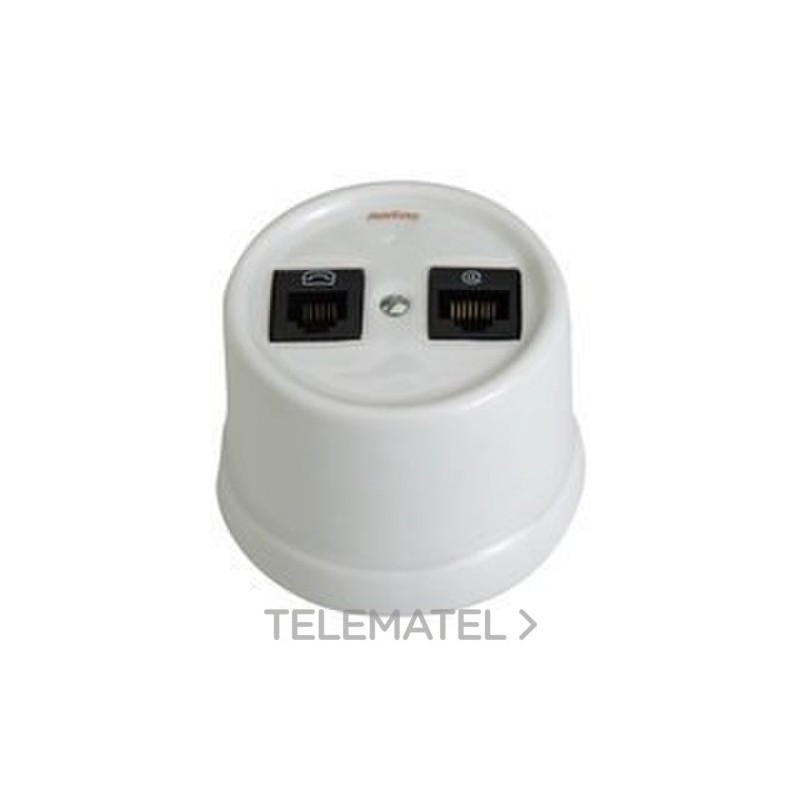 CONJUNTO TELEFONO 6V+RJ45 CATEGORIA 6 PORCELANA BLANCO con referencia 30-708-17-2 de la marca FONTINI.