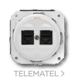 Conjunto tomas teléfono 6 vías / RJ45 categoría 6 porcelana blanco con referencia 31708172 de la marca FONTINI.