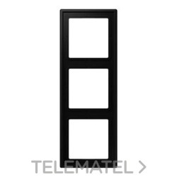 Marco triple 81x223mm LS 990 lacado mate negro mate para montaje horizontal o vertical con referencia LS983SWM de la marca JUNG.