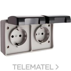 Base doble enchufe 2P+TT lateral 16A certificada VDE con referencia 3366 de la marca SOLERA.
