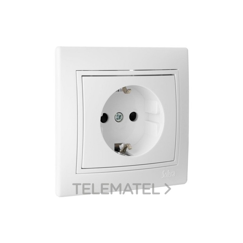 Base enchufe 2P+TT con obturador 16A 250V 83x81 tornillo blanco con referencia ERP60U de la marca SOLERA.