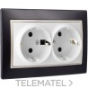 Base doble enchufe 2P+TT obturador 16A 250V 154x81 negro con referencia ERP60/2NU de la marca SOLERA.