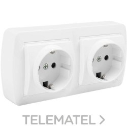 Base fija doble 2P+T 16A 250V 148x72x28 blanco con referencia MUR66U de la marca SOLERA.