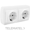 Base fija doble 2P+T 16A 250V 148x72x28 blanco con referencia MUR66U de la marca SOLERA.