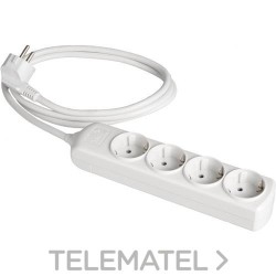Prolongador 4 tomas bipolar 16A 250V blanco con obturador con referencia 8014 de la marca SOLERA.