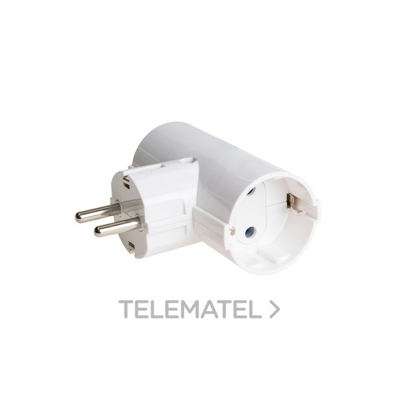 Adaptador bipolar 16A 2 tomas TT laterales con referencia 986 de la marca SOLERA.