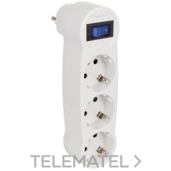 Adaptador bipolar 3 tomas TT laterales 16A 3680W blanco con referencia V1302 de la marca SOLERA.