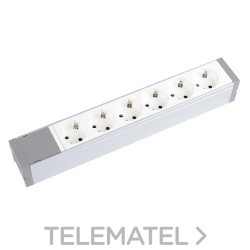 Bloque de alimentación equipado con 6 bases Schuko 2P + T sin cable 3680W con referencia 073422 de la marca LEGRAND.