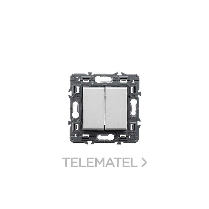 Conmutador doble VALENA NEXT 1P 10AX aluminio con referencia 741345 de la marca LEGRAND.