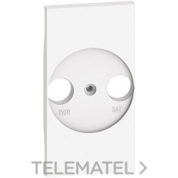 Placa frontal TV/R-SAT LIVING NOW 2 agujeros adaptable para otras bases TV, blanco con referencia KW4212 de la marca BTICINO.
