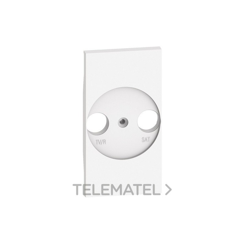 Placa frontal TV/R-SAT LIVING NOW 2 agujeros adaptable para otras bases TV, blanco con referencia KW4212 de la marca BTICINO.