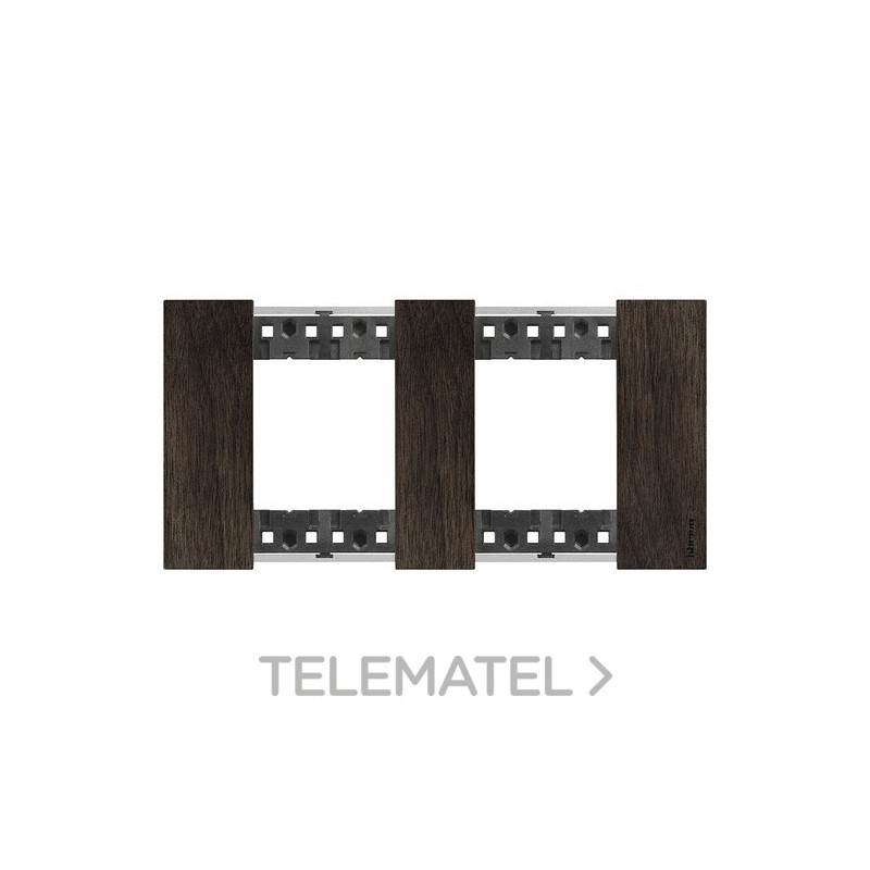 Placa para mecanismo LIVING NOW 2x2 módulos en madera, color nogal con referencia KA4802M2LG de la marca BTICINO.