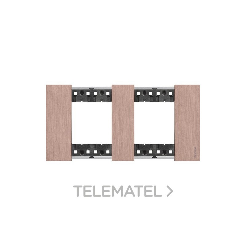 Placa para mecanismo LIVING NOW 2x2 módulos en zamak, color cobre con referencia KA4802M2ZM de la marca BTICINO.