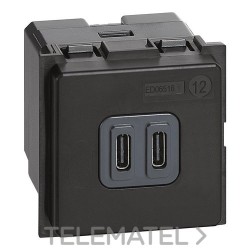 Base cargador USB tipoC 5VCC 3000mA 250VCA LIVING NOW 2 módulos para cargar un dispositivo electrónico con referencia K4286C2 