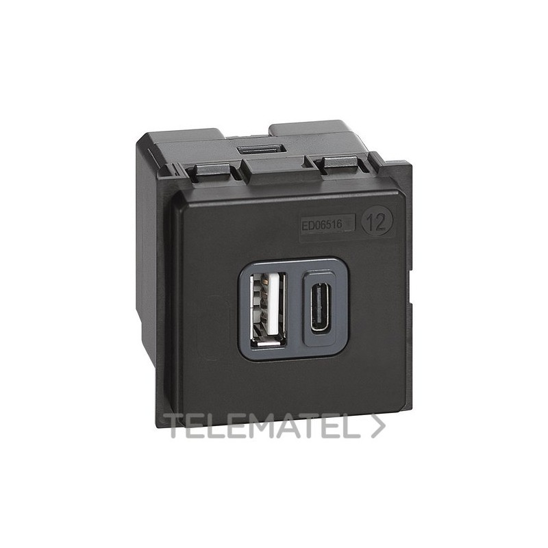 Base cargador USB tipoA y C 5VCC 3000mA 250VCA LIVING NOW 2 módulos para cargar un dispositivo electrónico con referencia K428