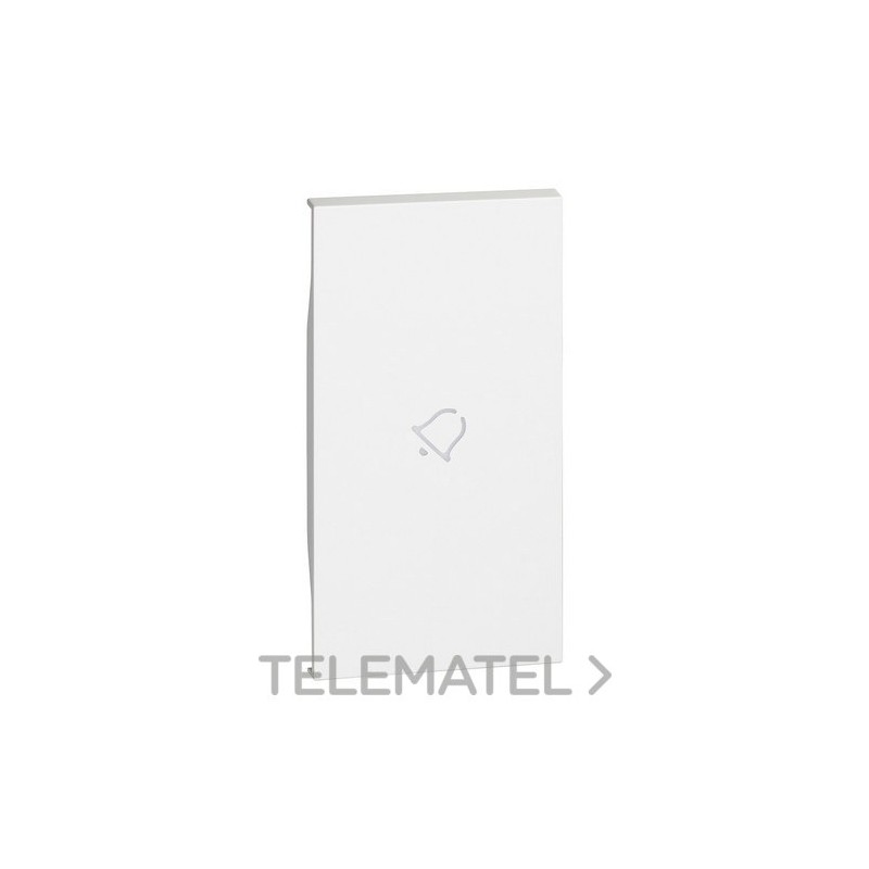 Tecla con símbolo campana LIVING NOW, 2 módulos, iluminable, blanco con referencia KW01M2D de la marca BTICINO.