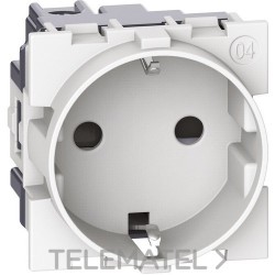 Base enchufe 2P+T 16A 230Vca LIVING NOW 2 módulos contactos laterales, blanco con referencia KW4141 de la marca BTICINO.
